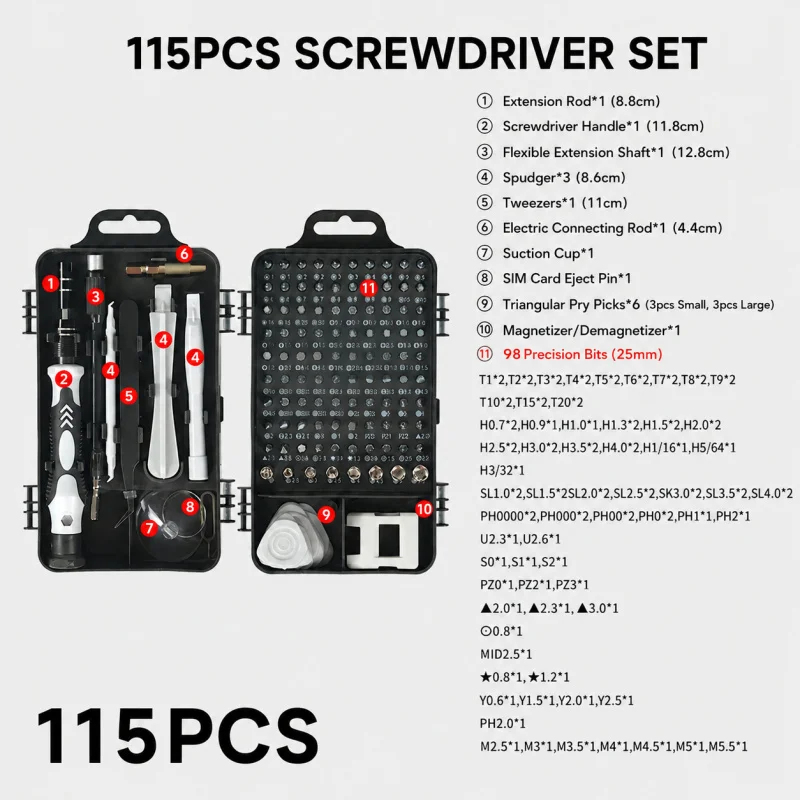 Portable 115in1 Magnetic Screw - Micro Screwdriver Kit 评论和价格